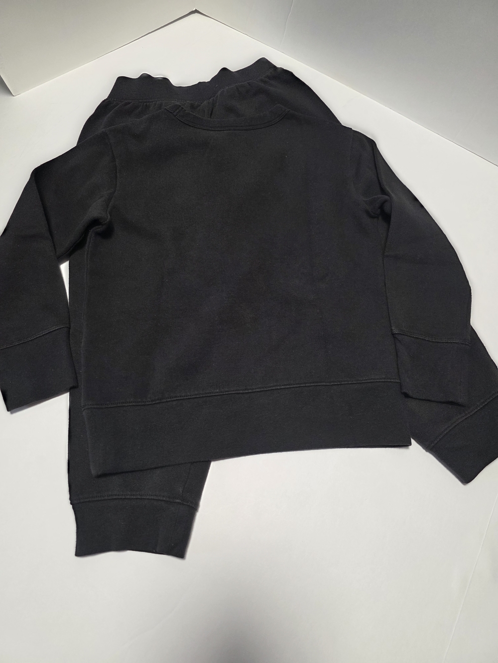 Boys' Size 6-7 Classic Crewneck Sweatshirt and Jogger Set - Black & Olive - Picture 9 of 11
